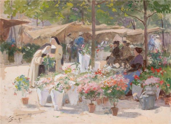 The Flower Market by Victor Gabriel Gilbert