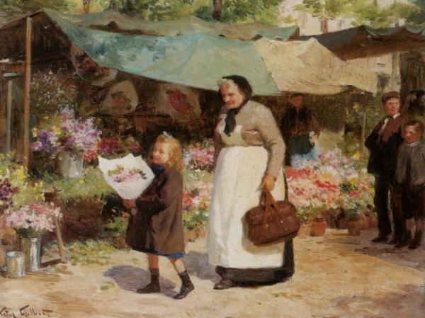 The Flower Market by Victor Gabriel Gilbert