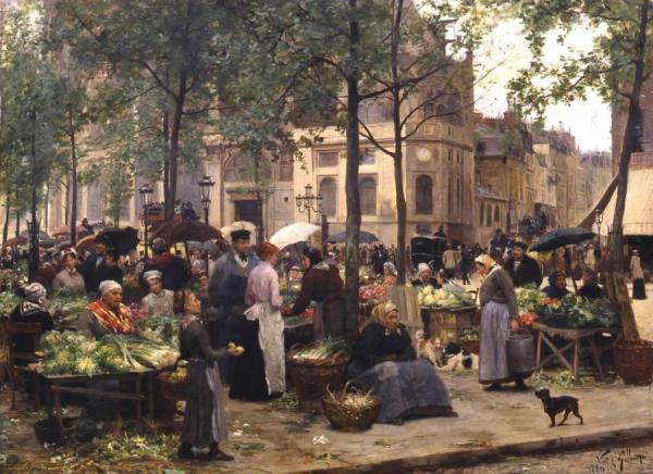 The Square In Front Of Les Halles by Victor Gabriel Gilbert