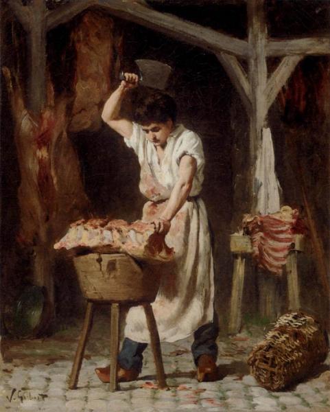 The Young Butcher by Victor Gabriel Gilbert Oil Painting Reproductions