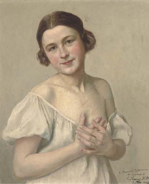 Portrait Of Young Lady by Victor Marais-milton