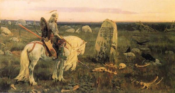 Victor Mikhail Vasnetsov A Knight At The Crossroads