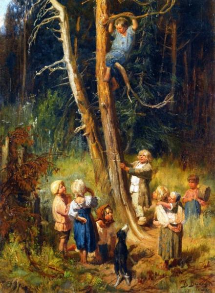 Victor Mikhail Vasnetsov Children Raiding Nests In The Forest