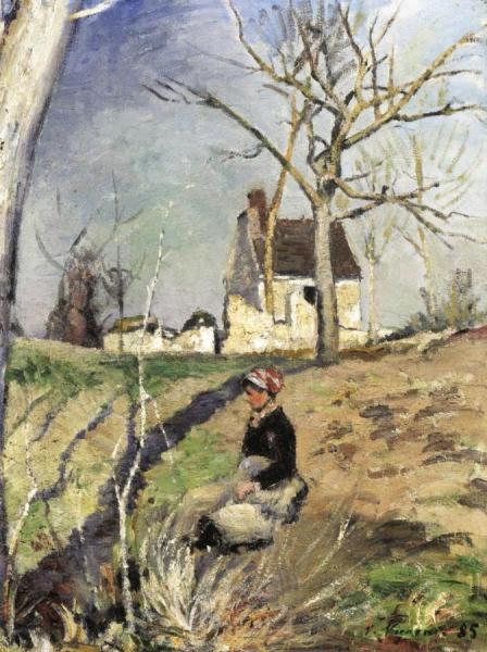 Woman In Front Of A Farm House by Victor Vignon Oil Painting Reproductions