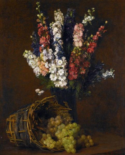Pieds D'alouette Et Raisins Blancs by Victoria Fantin-latour