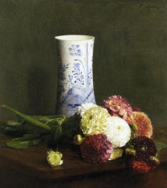 Vase Of Zinias by Victoria Fantin-latour