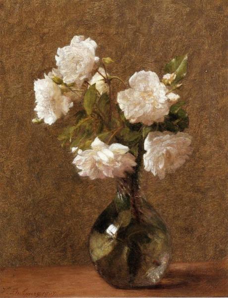 White Roses In A Vase by Victoria Fantin-latour