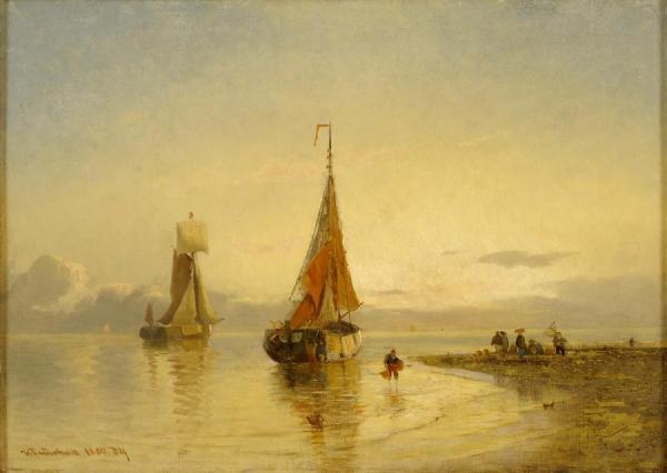 Fisherfolk Unloading The Catch by Viggo Fauerholdt