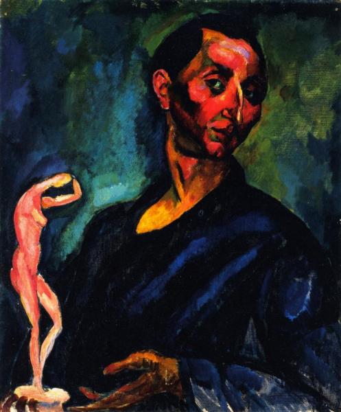 Self-portrait With Statuette by Vilmos Perlrott-csaba