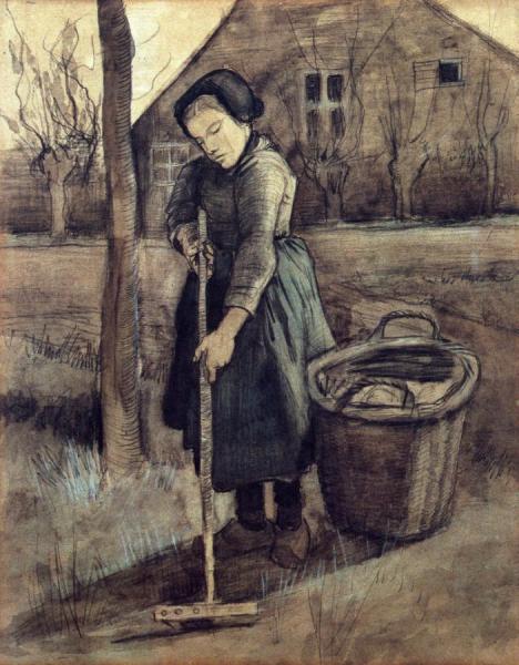 A Girl Raking by Vincent Van Gogh