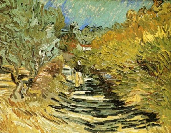 A Road At Saint-remy With Female Figures by Vincent Van Gogh