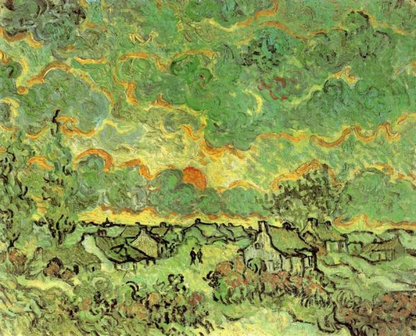 Cottages And Cypresses: Reminiscence Of The North by Vincent Van Gogh