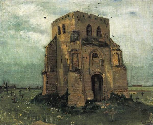 Country Churchyard And Old Church Tower by Vincent Van Gogh