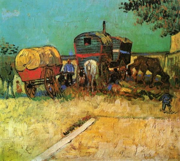 Encampment Of Gypsies With Caravans by Vincent Van Gogh