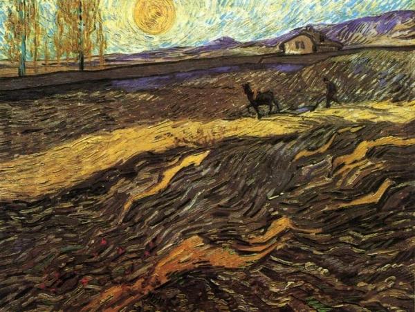 Enclosed Field With Poughman by Vincent Van Gogh