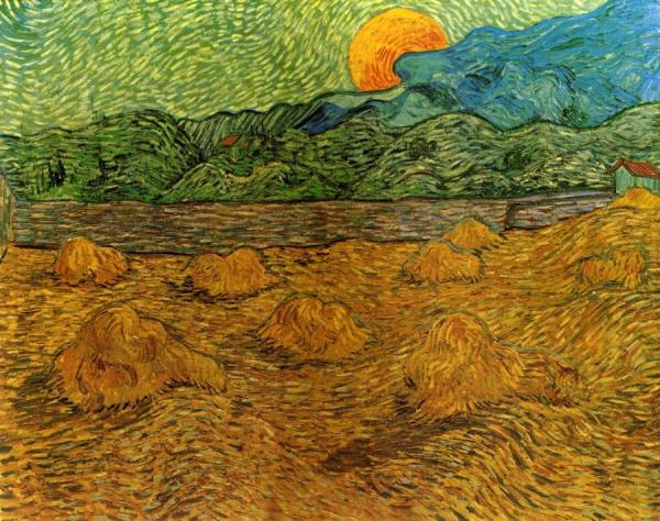Evening Landscape With Rising Moon by Vincent Van Gogh