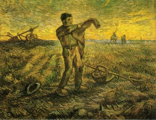 Evening: The End Of The Day (after Millet) by Vincent Van Gogh