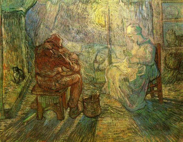 Evening: The Watch (after Millet) by Vincent Van Gogh
