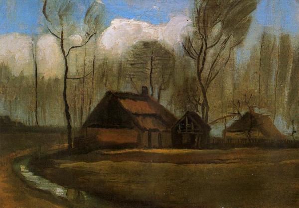 Farmhouses Among Trees by Vincent Van Gogh