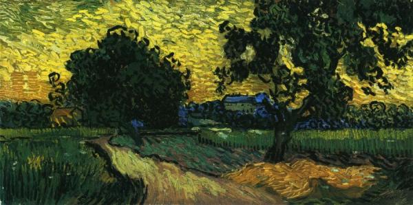 Field With Trees, The Chateau Of Auvers by Vincent Van Gogh