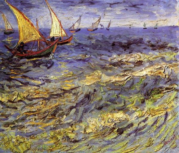 Fishing Boats At Sea by Vincent Van Gogh