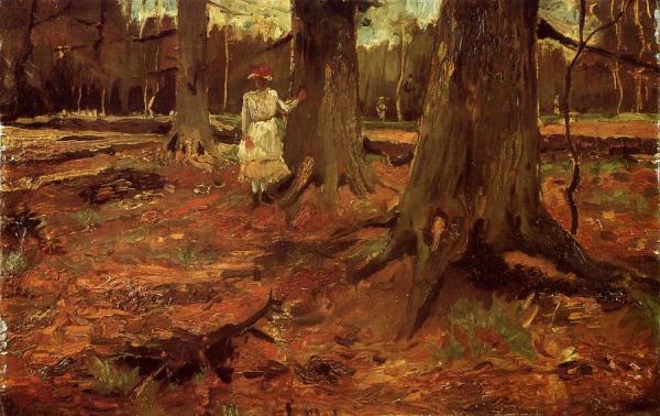 Girl In White In The Woods by Vincent Van Gogh