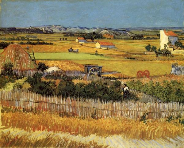 Harvest Landscape With Blue Cart by Vincent Van Gogh