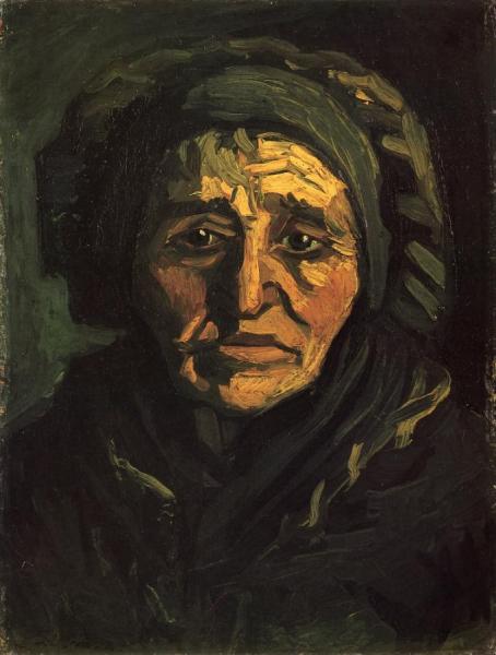 Head Of A Peasant Woman With A Greenish Lace Cap by Vincent Van Gogh