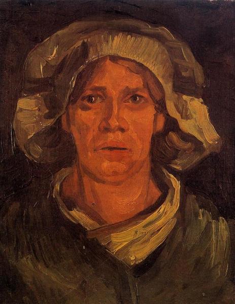 Head Of A Peasant Woman With White Cap by Vincent Van Gogh