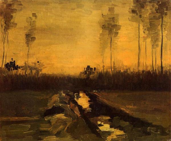 Landscape At Dusk by Vincent Van Gogh