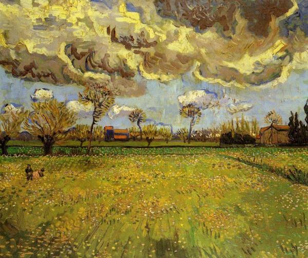 Landscape Under A Stormy Sky by Vincent Van Gogh