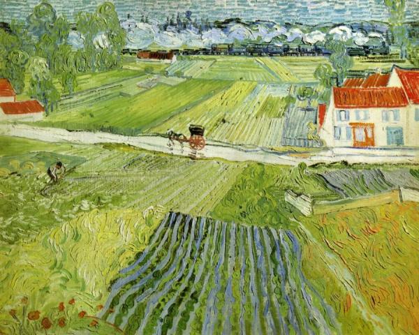 Landscape With Carriage And Train by Vincent Van Gogh