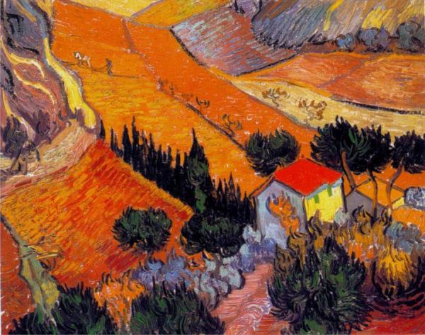 Landscape With Houses And Ploughman by Vincent Van Gogh