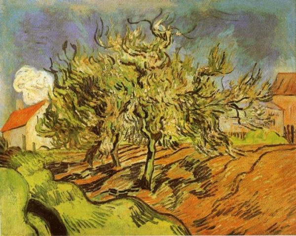 Landscape With Three Trees And A House by Vincent Van Gogh