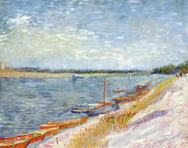 Moored Boats by Vincent Van Gogh Oil Painting Reproductions