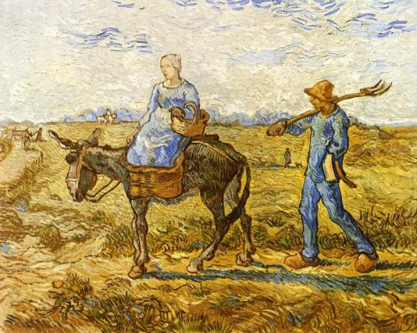 Morning: Peasant Couple Going To Work (after Millet) by Vincent Van Gogh