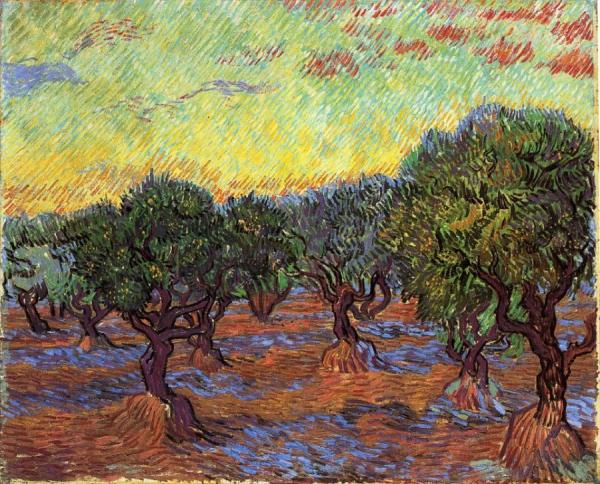 Olive Grove: Orange Sky by Vincent Van Gogh