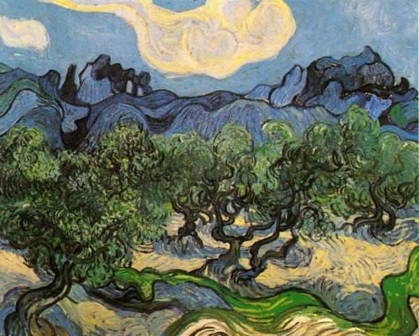 Olive Trees With The Alpilles In The Background by Vincent Van Gogh