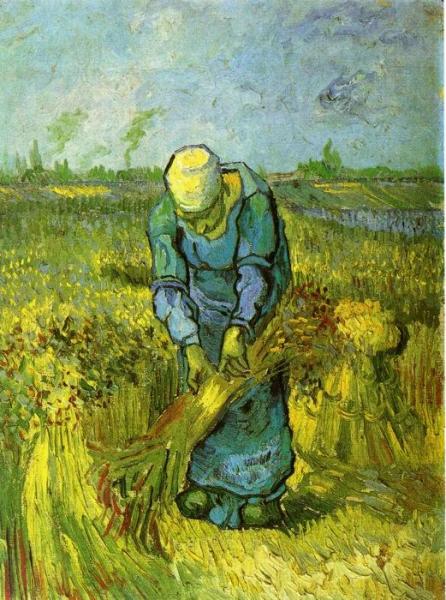 Peasant Woman Binding Sheaves (after Milleet) by Vincent Van Gogh