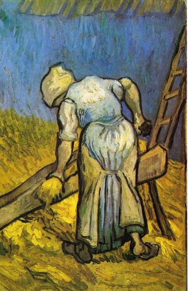 Peasant Woman Cutting Straw (after Millet) by Vincent Van Gogh