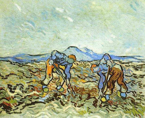 Peasants Digging Up  Potatoes by Vincent Van Gogh