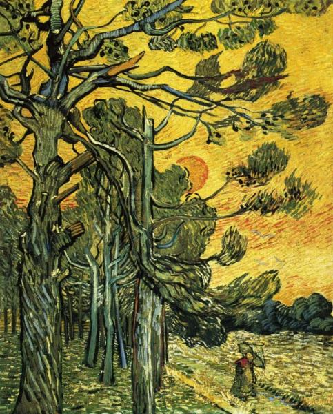 Pine Trees Against An Evening Sky by Vincent Van Gogh