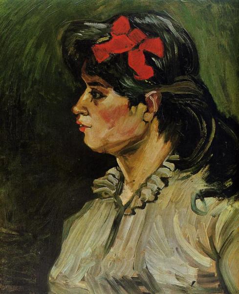 Portrait Of A Woman With A Red Ribbon by Vincent Van Gogh