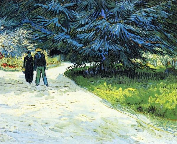 Public Garden With Couple And Blue Fir Tree by Vincent Van Gogh