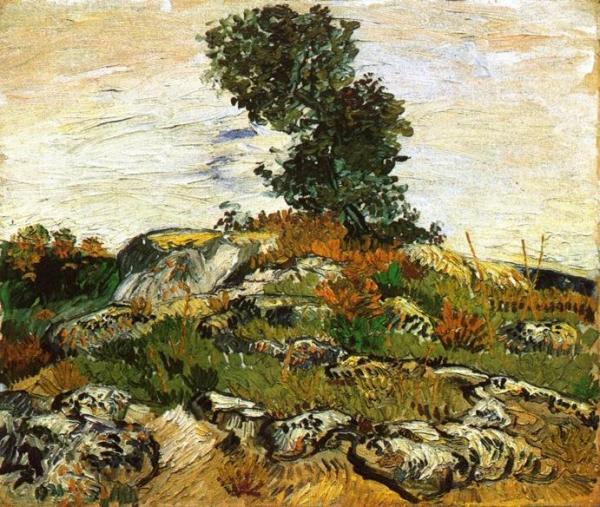 Rocks With Oak Tree by Vincent Van Gogh