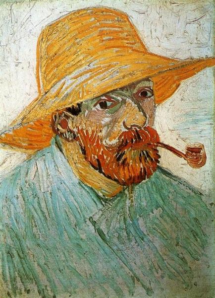 Self Portrait With Pipe And Straw Hat by Vincent Van Gogh