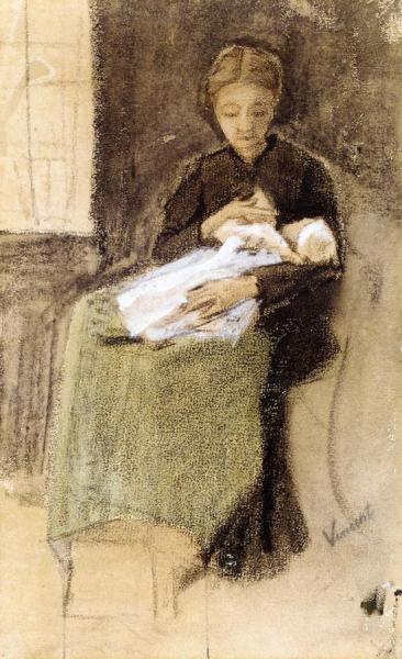 Sien Nursing Baby by Vincent Van Gogh