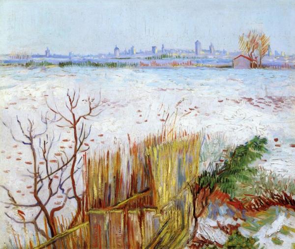 Snowy Landscape With Arles In The Background by Vincent Van Gogh