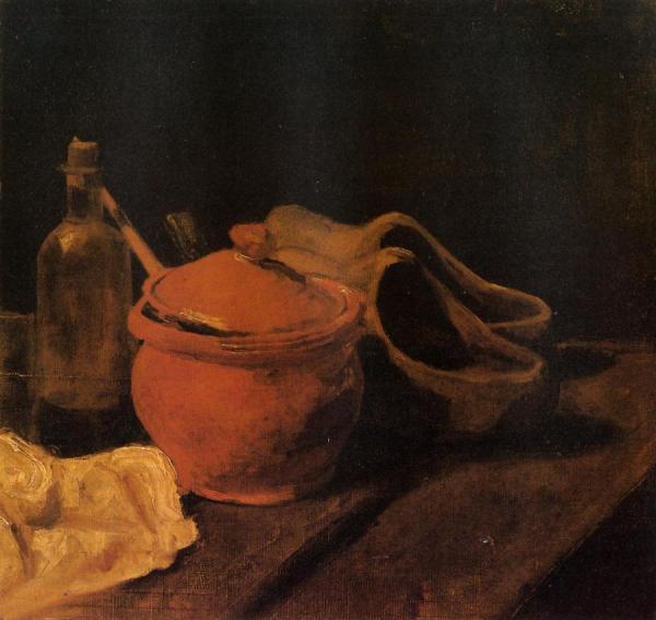 Still Life With Earthenware, Bottle And Clogs by Vincent Van Gogh