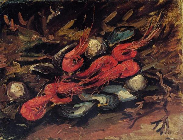 Still Life With Mussels And Shrimp by Vincent Van Gogh